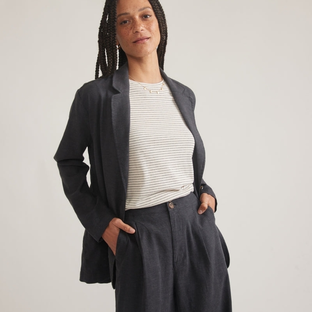 Flora Hemp Blazer Navy